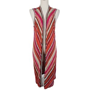 Chico's Mitered Stripe Vest NWT Kimono Multicolored Lightweight Size 2/L